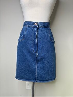 Y2K Denim Skirt Vtg Angled Pockets Unique Classic